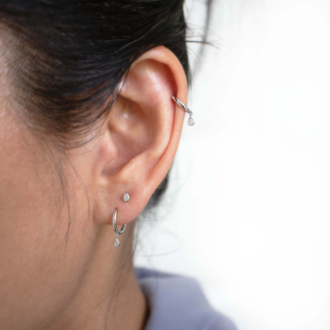 16G Davy Pear Diamond Flat Back Stud - Valensole Jewelry