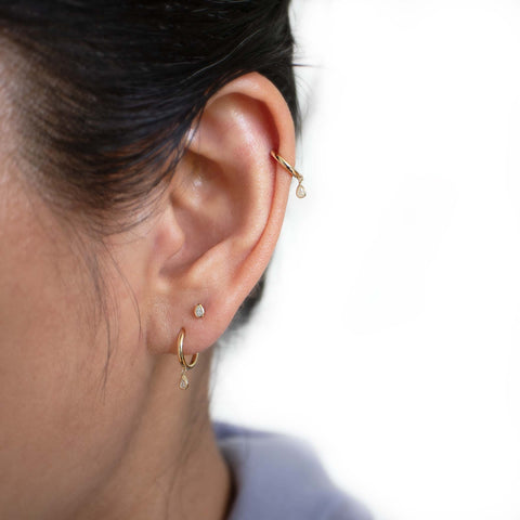 Seren Diamond Huggie Hoop Earring - Valensole Jewelry