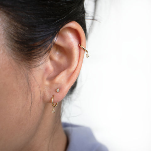 19G Davy Pear Diamond Flat Back Stud - Valensole Jewelry