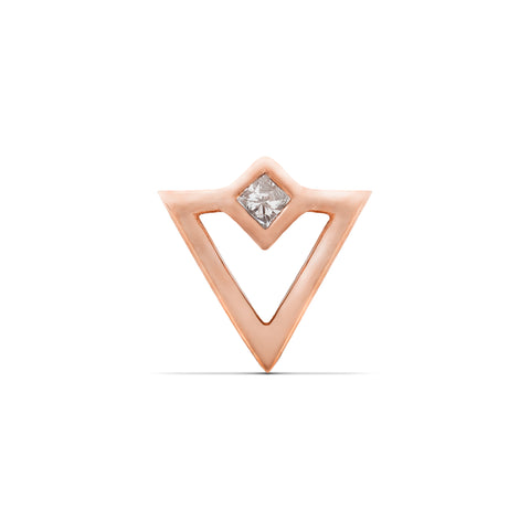 16G Lou Diamond Open Triangle Solid Gold Flat Back Stud