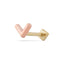 16G Vic Chevron V Bar Solid Gold Flat Back Stud