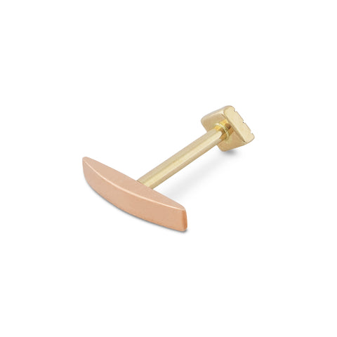 19G Kat Arched Bar Solid Gold Flat Back Stud