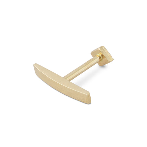 16G Kat Arched Bar Solid Gold Flat Back Stud