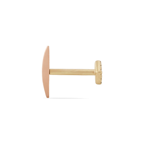 19G Kat Arched Bar Solid Gold Flat Back Stud