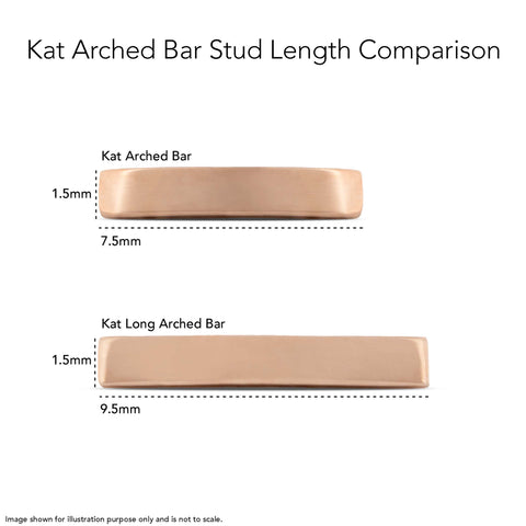 19G Kat Arched Bar Solid Gold Flat Back Stud