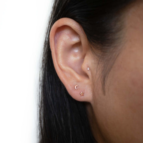 19G Umbri Moon Solid Gold Flat Back Stud