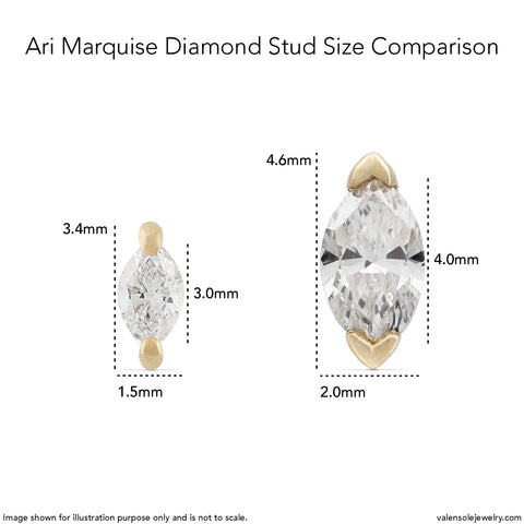 19G Ari Marquise Diamond Flat Back Stud