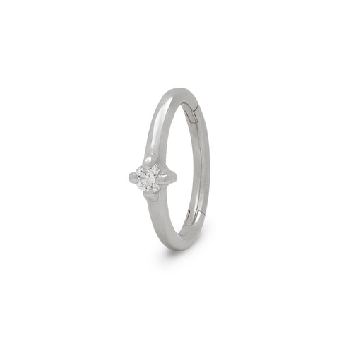 16G Brie Solitaire Diamond Seamless Hoop Clicker