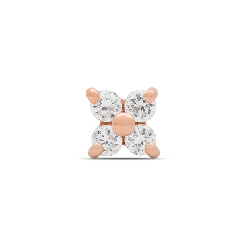 16G Sersha Clover 4 Diamond Flat Back Stud