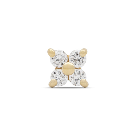 16G Sersha Clover 4 Diamond Flat Back Stud