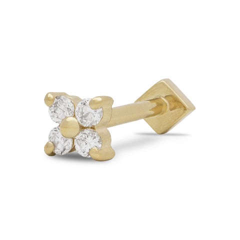 19G Sersha Clover 4 Diamond Flat Back Stud