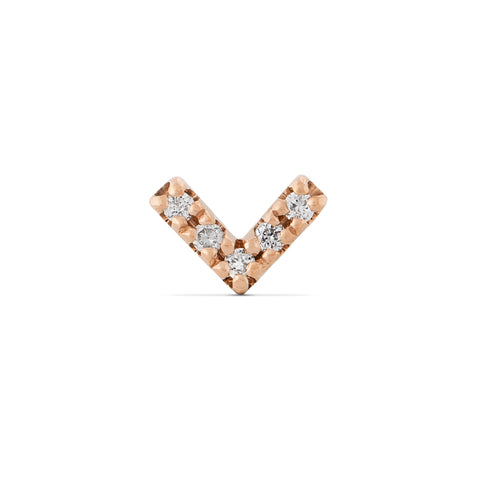 16G Vic Diamond Chevron V Bar Solid Gold Flat Back Stud