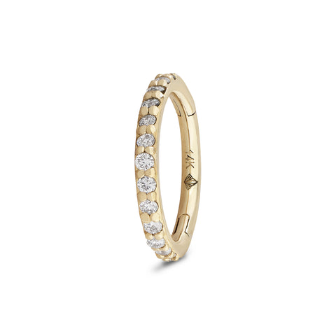 16 gauge solid gold genuine diamond front cartilage seamless infinity hoop earring clicker huggie hoops in yellow gold from Valensole Jewelry, CYDF1606001, CYDF1607001, CYDF1608001, CYDF1610001, CYDF1612001