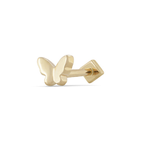 19G Nabi Butterfly Solid Gold Flat Back Stud