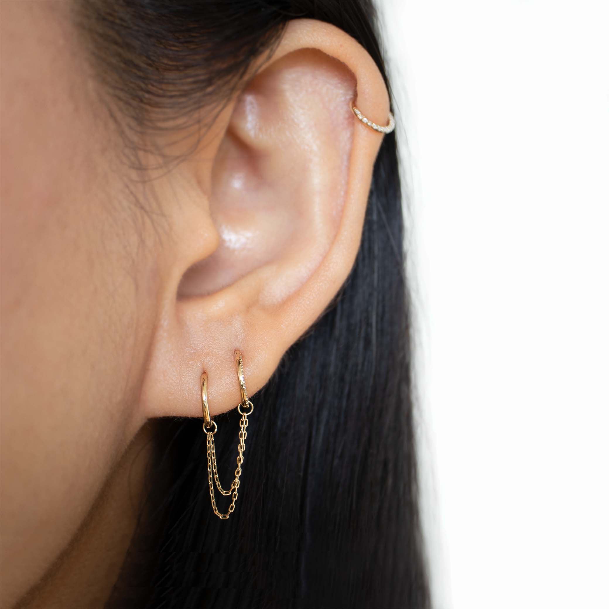 Natural Diamond Vine Ear Climbers In Solid Gold, Everleigh