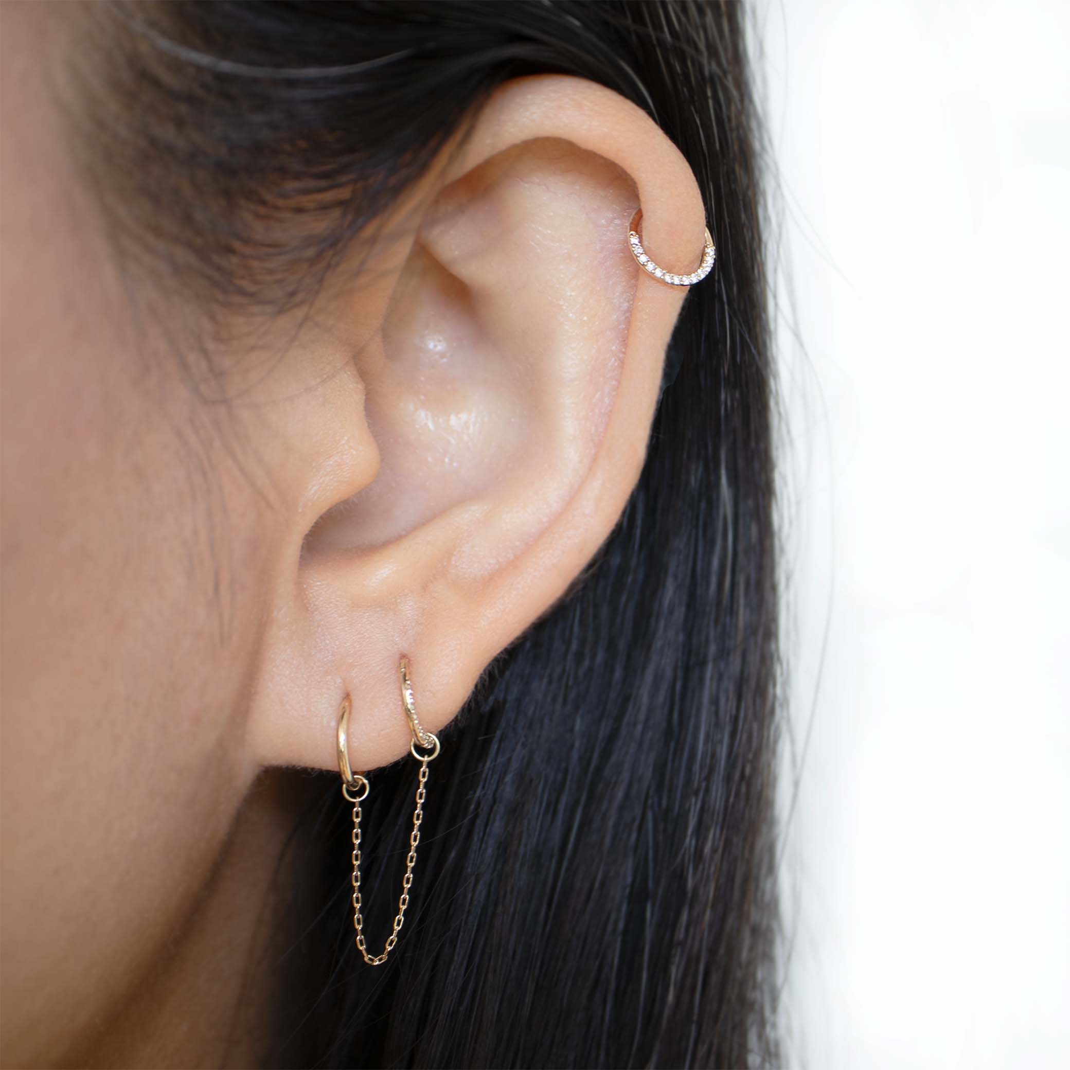 Ear Single Chain Gold Chain Earring Connector Single Link Ali – Valensole Jewelry