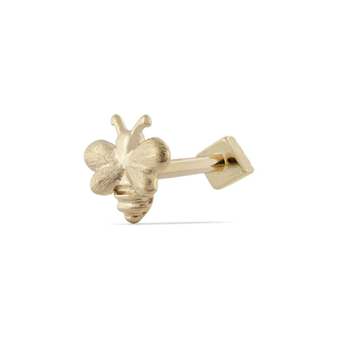 16G Abeille Honey Bee Solid Gold Flat Back Stud
