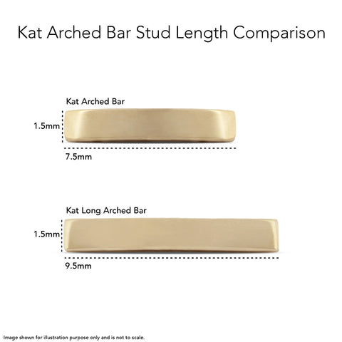 16G Kat Arched Bar Solid Gold Flat Back Stud