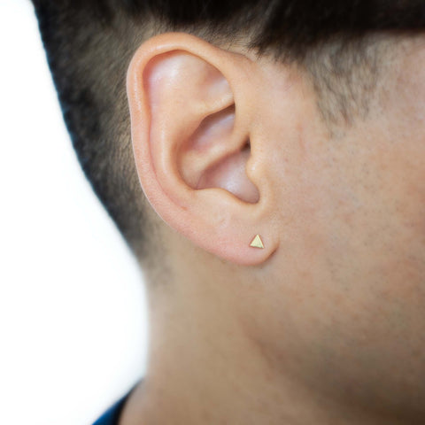 Boucles d'oreilles à dos plat triangle en or massif 16G