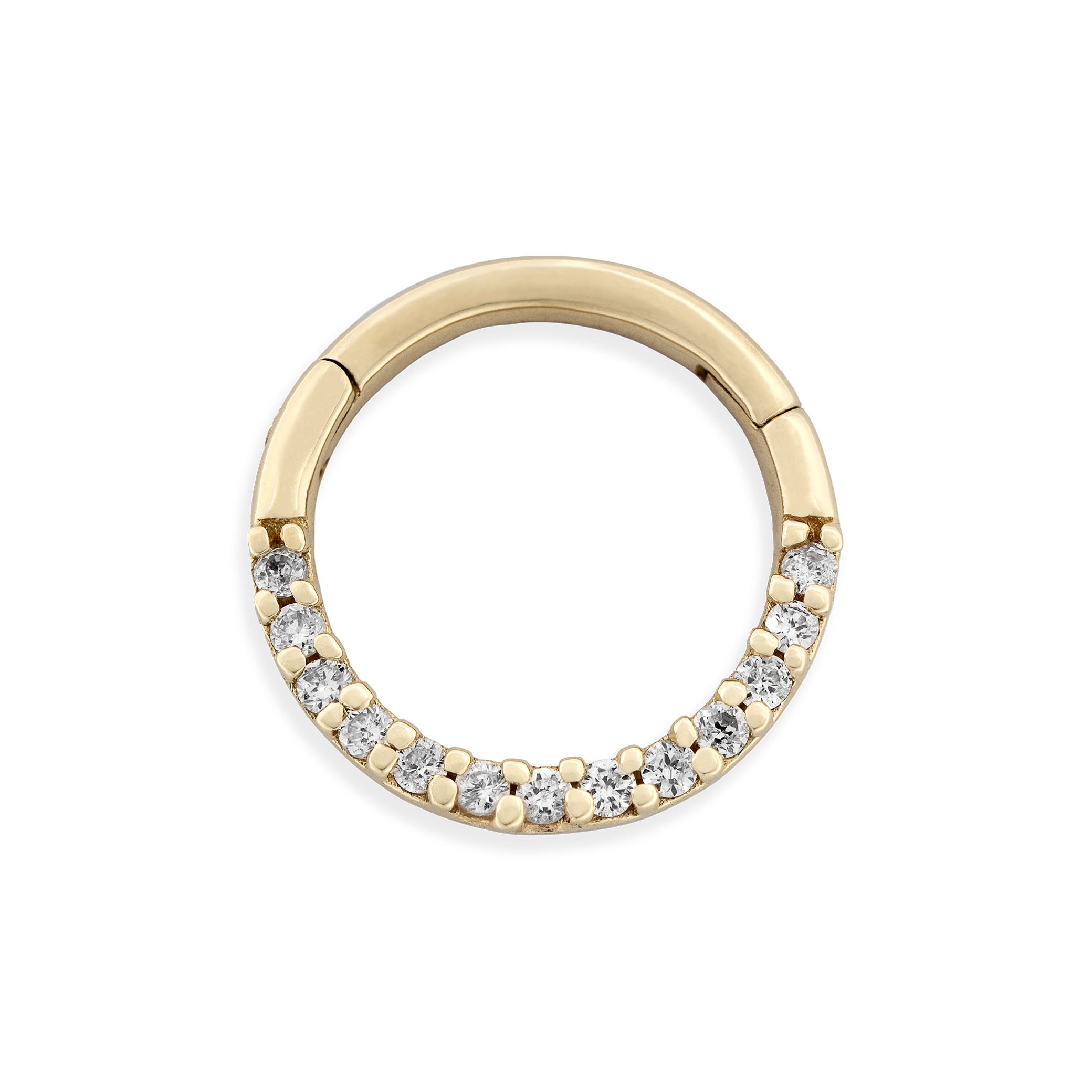 Anygolds 14K Solid Gold Diamond Clicker Hoop Ring – 18G For Ear, Nose, Cartilage – 7-10mm